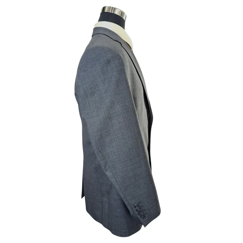 Turnbury Men's Grey Check Wool Blend Suit Jacket Blazer‎ 46R Made in Mexico
